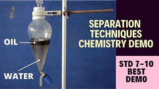 Separation of two immiscible liquids oil amp Water using separating funnel chemistry demo  STD 710 [upl. by Ansev419]