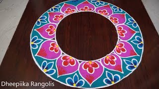 Sankranthi big freehand rangoli design  Pongal Big Rangoli Design by DheepiikaRangolis [upl. by Aivartal]