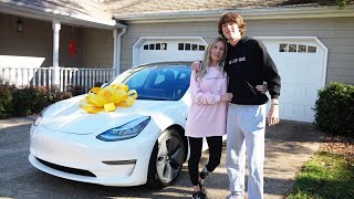 Baylen Levine surprises his mom with a tesla [upl. by Notsae]