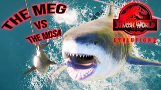 Megalodon Vs Mosasaurus Jurassic World Evolution 2 Meg Showcase [upl. by Atsugua]