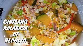 GINISANG KALABASA AT REPOLYO  easy Kalabasa recipe  kalabasa dishes recipe [upl. by Yelah797]