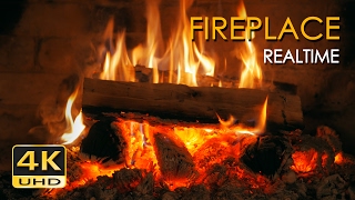 4K Realtime Fireplace  Relaxing Fire Burning Video  3 Hours  No Loop  Ultra HD  2160p [upl. by Ettenhoj]