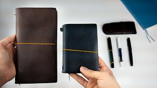 Modulares Notizbuch  Midori Travelers Notebook Review Passport amp Journal Größe [upl. by Atilrac]