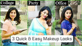 Using 5 Makeup Products  3 Quick amp Easy Looks for College Party amp Office  Anaysa [upl. by Lal]