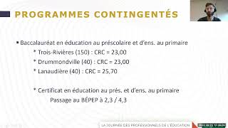 Journée des professionnels de l’éducation 2022 – Processus de l’admission et programmes contingentés [upl. by Ajtak]