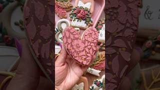 Stenciled heart wedding cookie sugarcookies cookiedecorating cookies royalicing icing love [upl. by Nevart]