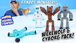 Stikbot Monsters Series Werewolf and Cyborg Figures NEW Zing Pack Review [upl. by Hyozo]