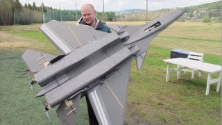 Giant RC SU37 Super flanker jet Maiden flight MUST SEE Scratchbuilt Depron electric pusher prop [upl. by Meggs989]