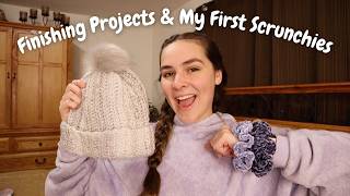 Finishing Projects amp Making My First Scrunchie  Crochet Vlog [upl. by Sualk]