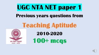 All Previous Years UGC NET paper 1 Teaching Aptitude mcqs from 20102020 with Answers  SET Exam [upl. by Chelsea]