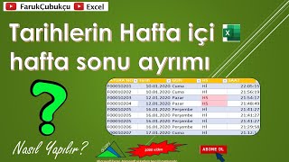 Excel Hafta İçi ve Hafta Sonu Ayırma [upl. by Neural]