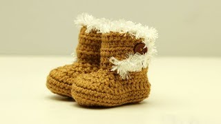 How To Crochet Newborn Baby Booties For Beginners [upl. by Patty]