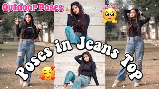 Best Poses in Jeans Top  Outdoor Poses for girls 🌸✨  Sitting amp Standing Pose Ideas poseideas [upl. by Assilac]