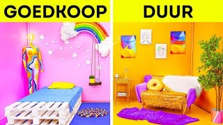 COOLE KAMER MAKEOVER UITDAGING  Rijk vs blut  Goedkope vs dure items voor je kamer door 123 GO [upl. by Tomlin]