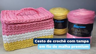 Cesto de Crochê com Tampa em Fio de Malha Premium  Aula de Crochê Passo a Passo [upl. by Lock]