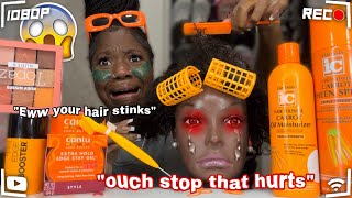 Doing my Mannequin dirty Hair Only using ORANGE products [upl. by Eenerb241]