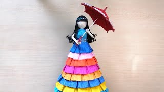 How to make a Crepe Paper DOLL DISPLAY  Crepe paper idea  Step by step tutorial [upl. by Rolyab714]