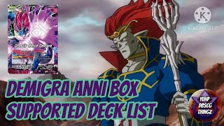 Demigra anni box supported deck list  bo1  local  list  dbscg  critical blow yuhpdbscgthingz [upl. by Atirac]