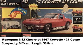 Large Scale Monogram 112 Chevrolet 1967 Corvette 427 Coupe Kit Review [upl. by Revlys]