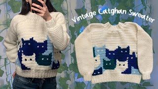 Crochet Vintage Catghan Sweater Tutorial [upl. by Ellita238]