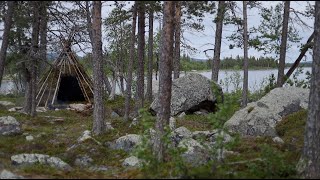 Bushcraft trip  making tipi  permanent tipi camp series  part 1  short version [upl. by Ajed]