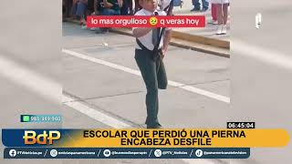 Ejemplo de coraje niño a quien le amputaron una pierna participó en desfile escolar [upl. by Ceporah]