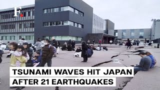 First Tsunami Waves Hit Japan After 76 Magnitude Earthquake [upl. by Dnana318]