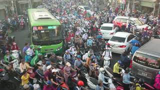 Crazy rush hour traffic in Saigon  Ho Chi Minh City Vietnam [upl. by Nairad350]