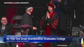 90yearold greatgrandma finally graduates from NIU 70 years after dropping out to start family [upl. by Annaoj229]