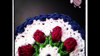 Crochet Flower Bud Granny Octagon Afghan  Squares and Triangles [upl. by Pheni355]