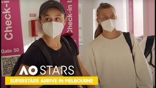 Barty Pliskova amp Osaka Arrive in Melbourne  AO Stars [upl. by Sethi]