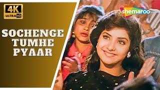 Sochenge Tumhe Pyaar  4K Video  Deewana  Rishi Kapoor Divya Bharti  Kumar Sanu  Romantic Songs [upl. by Haland]