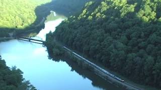 Amtrak Cardinal At Hawks Nest West Virginia With Dual Heritage [upl. by Paton24]