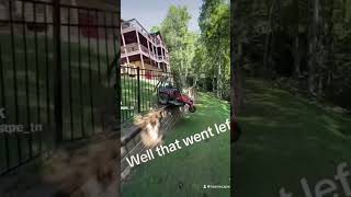 A ZERO TURN MOWER CRASHES INTO A FENCE lawncare mowing husqvarna grassmowing [upl. by Barthol67]