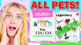 Unlocking EVERY PET In Adopt Me Roblox [upl. by Anyela]