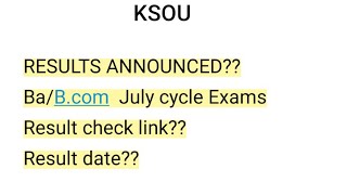 KSOU BABcom result July cycle Announced 202223 Sepoct exam [upl. by Audly]