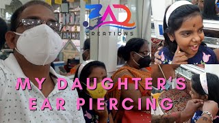 EAR PIERCING  MY DAUGHTERS EAR PIERCING  VLOG16  3ad creations [upl. by Ordnasil944]