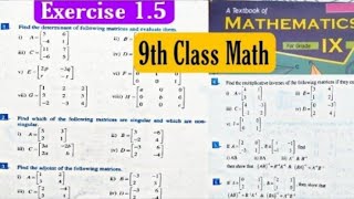 Exercise 15  Inverse of matrix 2x2 determinant 3x3  singular and non singular  adjoint  9th L8 [upl. by Ninehc]