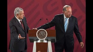 AMLO responde a críticas de Slim Ferrocarrileros bloquean el Tren Maya quieren Solución [upl. by Naaman]