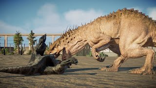 Jurassic World Evolution 2 Giganotosaurus vs Indominus Rex vs Carnotaurus – Epic Dino Battle  JWE2 [upl. by Earissed]