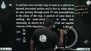 A uniform semicircular ring of mass m is placed on smooth horizontal surface and is free to rot [upl. by Favien]