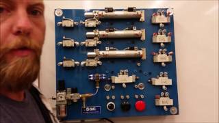 Pneumatics Lab 5Parallel OR Circuit without a Shuttle Valve [upl. by Anuala830]