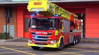 LFB 64m Turntable Ladder responding from Old Kent Road Fire Station [upl. by Atinahc]