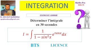 INTEGRALE en 30 secondes exercice corrigé dintégration 2 [upl. by Janenna]