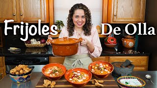 Authentic FRIJOLES DE LA OLLA cooked in a CLAY POT  Mexican BEAN recipe  Villa Cocina [upl. by Dnomyaw]