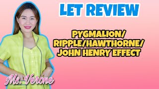 PYGMALION  RIPPLE  HAWTHORNE  JOHN HENRY EFFECT  LET REVIEW  CRUZITTA  VE NEIL VLOGS [upl. by Emili825]