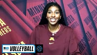 Stephanie Samedy Talks BacktoBack Player of the Year Awards  Big Ten Volleyball [upl. by Eizzil]