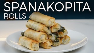 Spanakopita Rolls  Greek Spinach Pie  Traditional amp Delicious  Vegan Recipe [upl. by Kohler32]