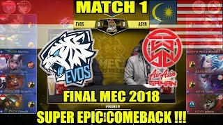 Final MEC 2018  EVOSIndonesia vs AirAsia SaiyanMalaysia Match 1 MOBILE LEGENDS [upl. by Anitsirc]