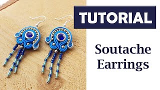 TUTORIAL Soutache Earrings DIY Beadwork How to make earrings Handmade Embroidery [upl. by Sears]